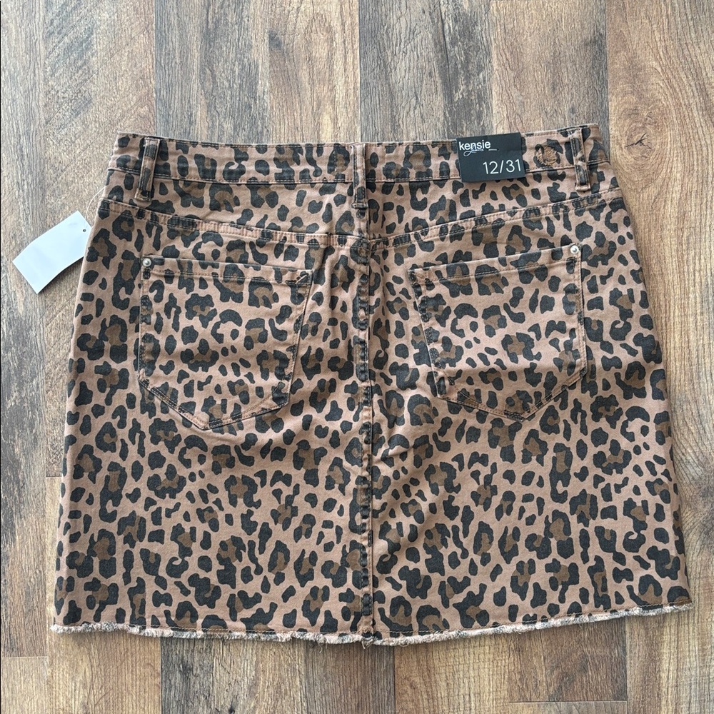 Kensie Black and Brown Leopard Print Mini Skirt New with tags size 12 - Picture 5 of 6